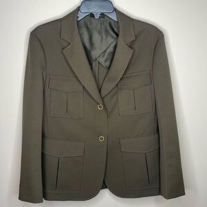 Theory size 10 Lackman Prospective safari jacket dark green utility pockets
